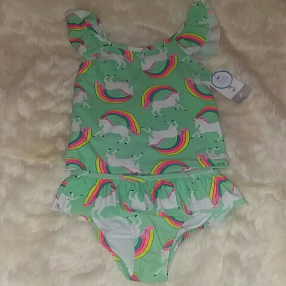 NWT Carter's 2 Piece Swim Suit Bikini 2t Unicorn &